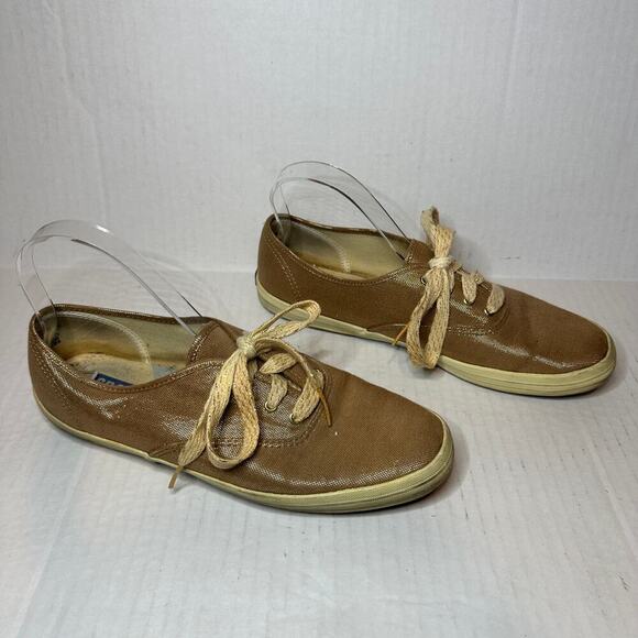 Keds Size 8.5 Lace Up Sparkle Walking Travel Sneaker Shoes Rose Gold Metallic - Picture 4 of 10